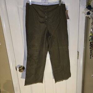 INC International Concepts Olive Green Cropped Button-Front Pants
